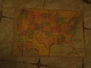 Vintage Milton Bradley Co.  Dissected Map Of The United States And World