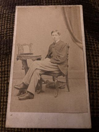 Victorian Cdv Photo Young Man At Table W/ Book - Guggenheim,  Oxford