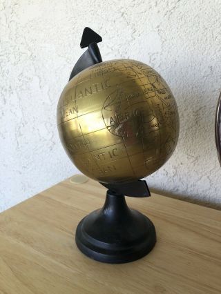 Vintage Brass World Map Decorative Globe Table Top Brass Vintage Desk Decor