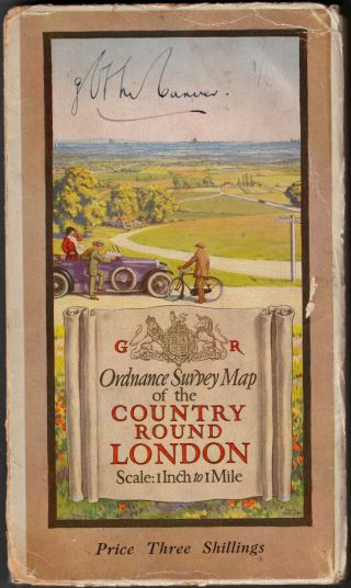 Ordnance Survey Cloth Backed Map Of The Country Round London - 1931