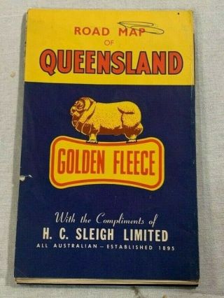 Golden Fleece Vintage Road Map Of Queensland Collectible Australia