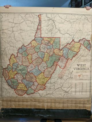 Nystrom Pull Down School Map Of West Virginia - Vintage