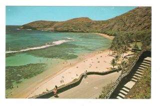 Hanauma Bay Hawaiian Islands Hawaii Vintage Postcard Eb31