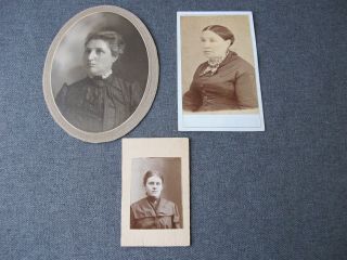 3 Antique Victorian Woman Cabinet Photos