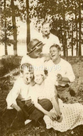 Y525 Vtg Photo Young Couples C Early 1900 