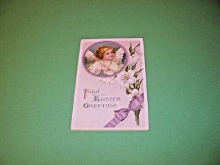 Antique Vintage Postcard Easter Cherub In Circle Iapc 1144 Clapsaddle