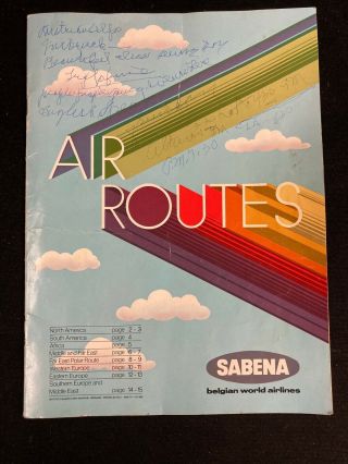 Vintage 1974 Sabena World Airlines International Air Routes Booklet/ Maps