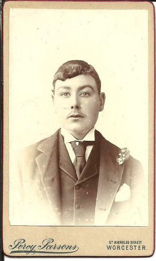 Smart Young Victorian Man,  Worcester (rp Sepia Cdv Portrait) C1895