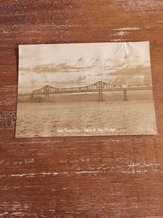 Vintage Real Photo Of San Francisco Oakland Bay Bridge Black & White
