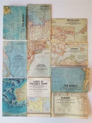 10 Vintage National Geographic Maps Of Various Parts Of The World 1958 - 1967
