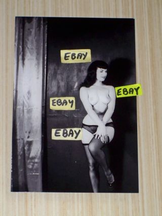 4x6 Vintage Photo Bettie Page Semi Nude Black Lingerie Seductive Risque Pose Hot