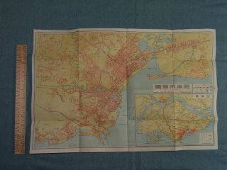 Rare Vintage 1942 Map of Singapore City and British Malaya WWII Era 3