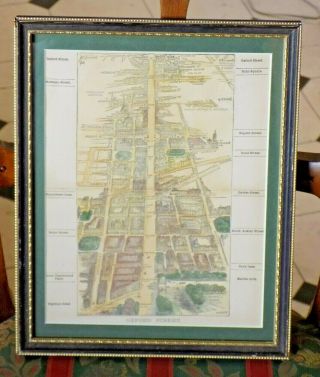 C1890 London Oxford Street Birds Eye View Quick Sulman Antique Map Street Plan