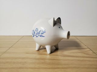 Rare Vintage Ceramic Piggy Bank Cornflower Pig Corning Ware Style Blue Flowers