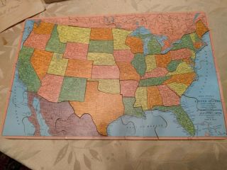 Vintage Rand Mcnally Joseph K.  Straus Map Of United States Wooden Jig Saw Puzzle