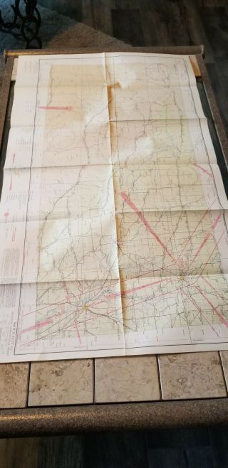 Vintage Rare 1942 Sectional Aeronautical Chart Map Sioux City,  Ia 42 " X 24 "