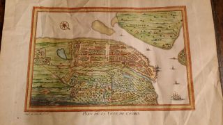1761 Antique Map Bellin - Plan De La Ville De Cochin India Kochi Kerala