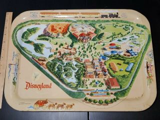 Vintage 1955 Disneyland Park Map Tray Metal Tv Food Magic Kingdom Walt Disney