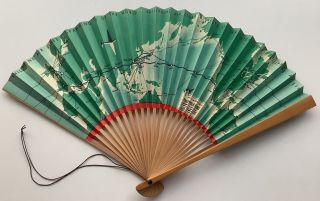 Vintage Philippine Air Lines Paper Hand Fan With " Route Of The Orient Star " Map