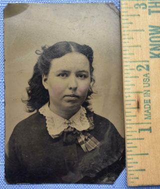Vintage Tin Type Photo Of A Young Girl