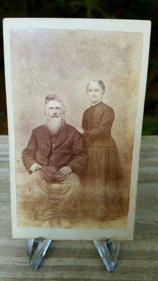 Antique 1870s Cdv Photo Older Man And Woman Couple In Waterloo Iowa