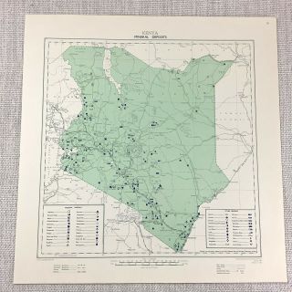 1961 Vintage Map Of Kenya Africa Geology Mineral Deposits Geological Mine Copper