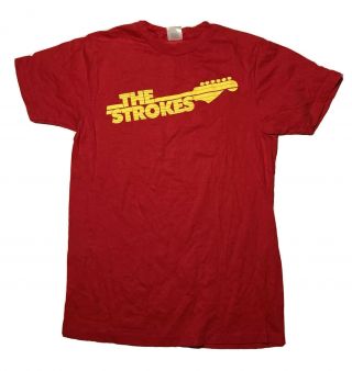 Vintage The Strokes 2006 Tour T Shirt M Red Rare Concert Rock Bay Island Band