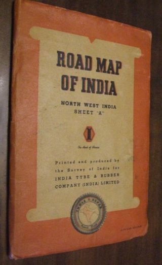 Vintage Road Map Of North West India By India Tyre & Rubber Company - Sheet A
