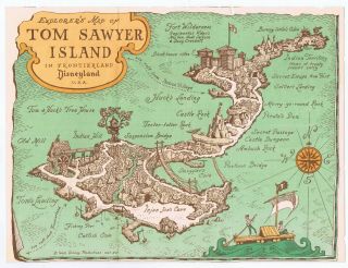 Disneyland Vintage Tom Sawyer Island Map Brochure Folded 1957 Walt Disney Prod