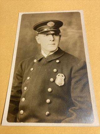 Rare Rppc Scranton,  Pa City Police Officer Badge 110 Postcard