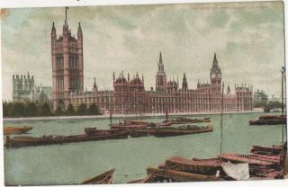 Vintage Colour Postcard Of The Houses Of Parliament London