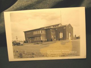 Vintage Rppc Postcard State Highway Building Oakley,  Kansas Police Car