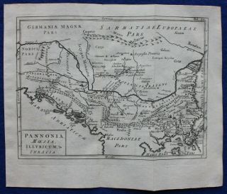 Pannonia,  Illyricum,  Moesia,  Balkans,  Europe Antique Map Cellarius 1731
