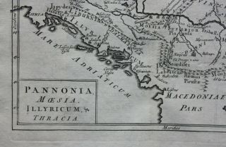 PANNONIA,  ILLYRICUM,  MOESIA,  BALKANS,  EUROPE antique map CELLARIUS 1731 3