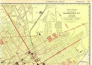 1930 Antique Washington Dc Street Map Large Size City Map W Railroads 7446