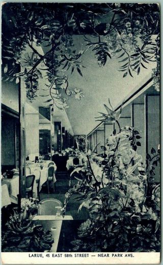 Vintage York City Postcard Larue Restaurant 45 East 58th Street 1950s