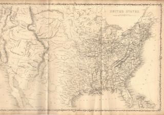 Antique Map Of The United States - Drawn & Engraved By John Rapkin (c.  1850 - 60)