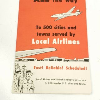 Vintage 1950s Local Airlines Brochure Route Map Frontier Mohawk Bonanza Ozark