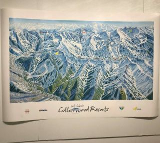 Salt Lake Utah Skiing Map Poster Alta Brighton Snowbird Solitude 36 " X24 " Ski Art