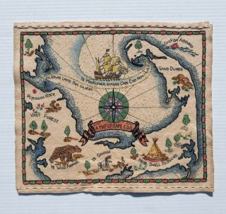 Vintage Handmade Fabric Map Of Cape Cod Massachusetts History Mayflower
