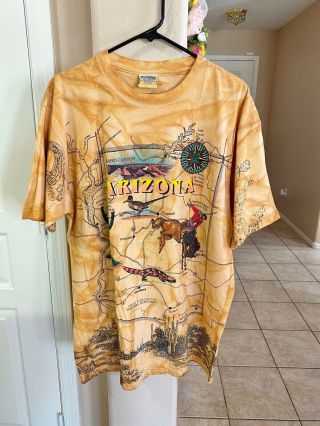 Vtg 90s Arizona All Over Print Map T - Shirt Grand Canyon Men’s Size Xl Phoenix
