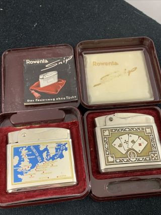 2 Vintage Rowenta Snip Pocket Lighters - 4 Aces & Map Of The Baltic