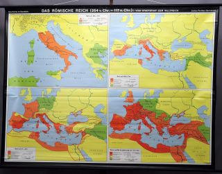 Vintage School Map Rollable Wall Chart Roman Empire Poster Print