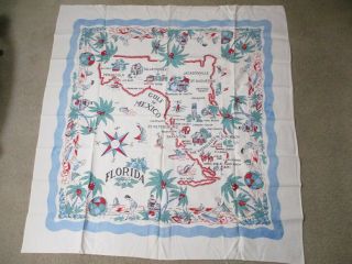 Vintage Florida Map Souvenir 48x49 Tablecloth,  Napkin