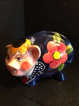 B47) Russian Turov Art Ceramic Handpainted Rare Pig Signed Limited Edition