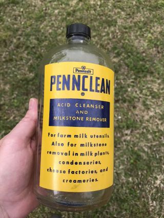 Rare Vintage Acl Bottle Pennsalt Pennclean Milk Dairy Farm Cheese Creamery Oil