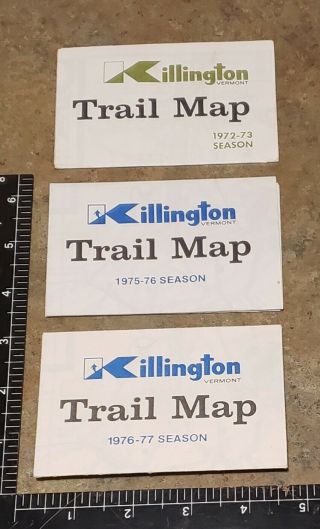 3 - Vintage Killington Ski Area Trail Maps (1972/73) (1975/76) (1976/77) See Listing
