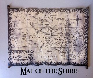 Map Of The Shire Scroll,  Lord Of The Rings Shire Map,  The Hobbit Shire Map