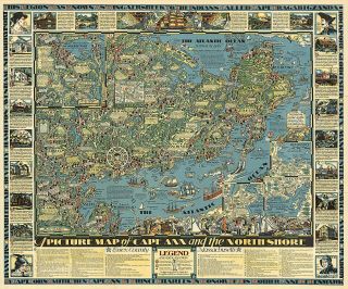 Pictorial Map Of Cape Ann And The North Shore,  Essex County,  Massachusetts Print