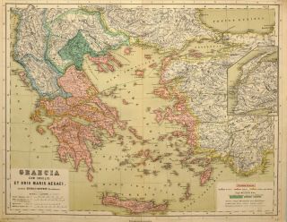 1892 Map Greece Hellespontus Macedonia Thrace Troas Lydia Crete